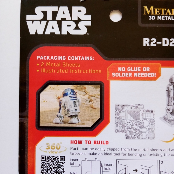 Star Wars Metal Earth 3D Model Kit R2-D2 New/Sealed in pkg. Ages 14+ MMS250 - Picture 5 of 9
